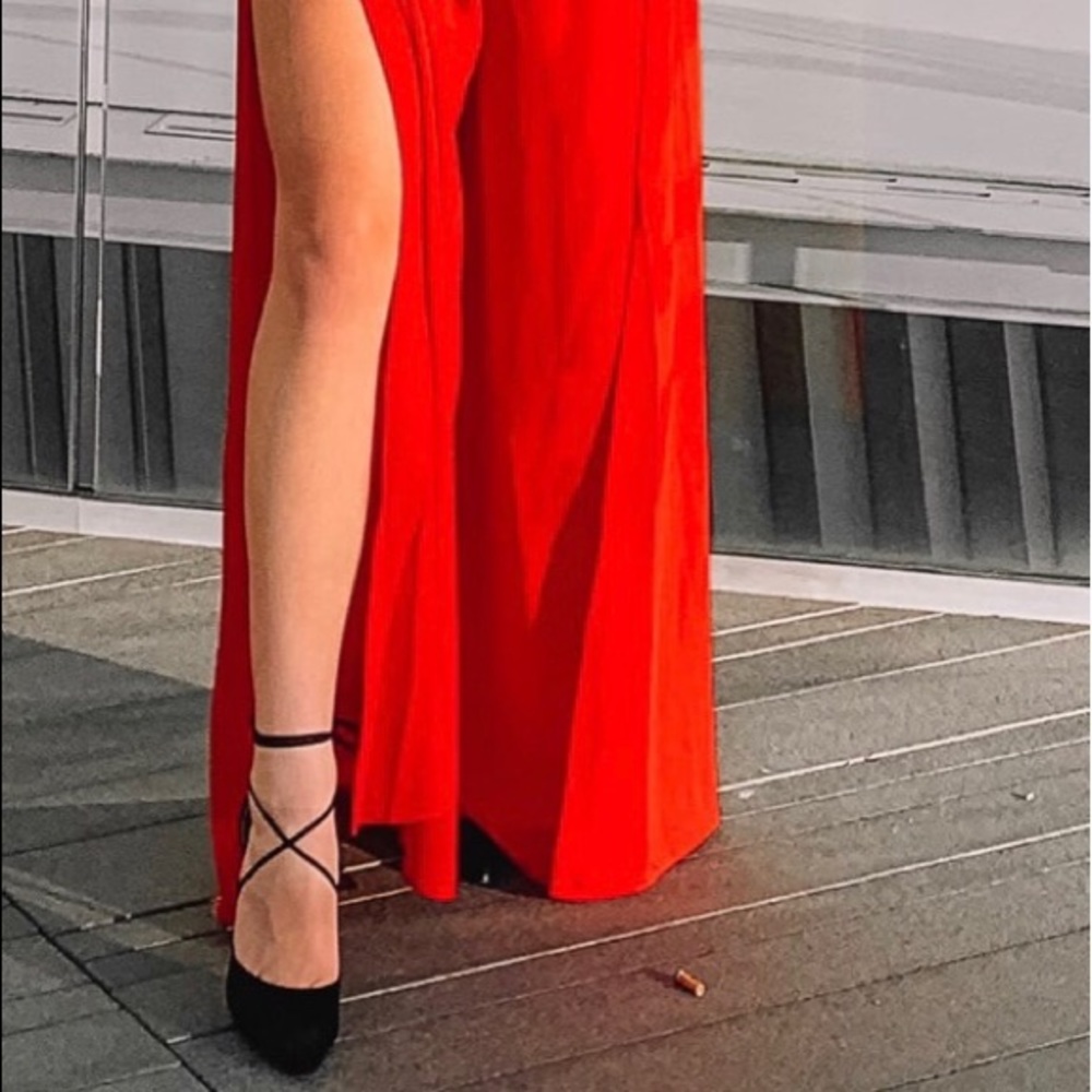 Black suede ankle-wrap stilettos